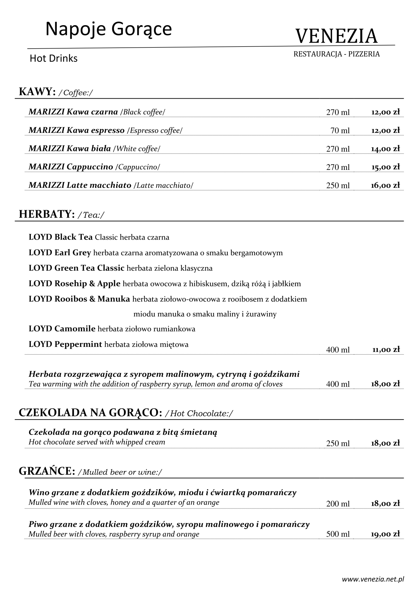 Napoje gorące